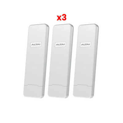 Paquete de 3 Puntos de Acceso, Con Antena Sectorial Integrada de 70°, Super WiFi de Alta Sensibilidad en 2.4 GHz, Hasta 300 m a un Smartphone, Antena de 10 dBi, Soporta Fichas-Vouchers (un año de gestión gratuita con Altai-Care Cloud)