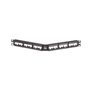Panel de Parcheo Modular Mini-Com (Sin Conectores), Angulado, Sin Blindaje, Con Etiqueta y Cubierta, de 24 puertos, 1UR