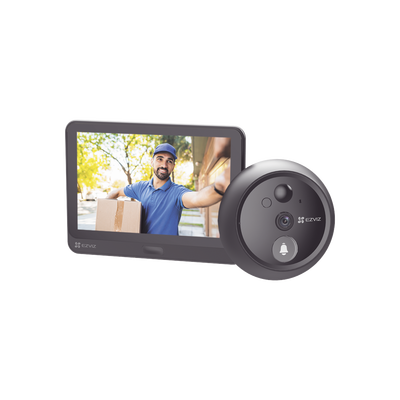 Videoportero Con Mirilla y Pantalla Wi-Fi de Batería Recargable / Para Instalarse en Puerta / Cámara 1080P / Sensor Infrarojo / Detección de Movimiento / Audio de Dos Vías / Uso en Interior