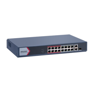 Switch Monitoreable 16 Puertos PoE 802.3AF/AT / Modo Extendido 300 mts / 1 Puerto UPLlink / 1 Ppuerto SFP / 130 Watts Total