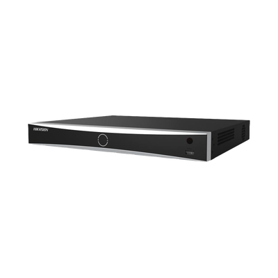NVR 12 Megapixel (4K) / 16 Canales IP / 16 Puertos PoE+ / Reconocimiento Facial / AcuSense (Evita Falsas Alarmas) / 2 Bahías de Disco Duro / Switch PoE 300 mts / HDMI en 4K / Alarmas I/O / 300 Metros PoE Modo Extendido