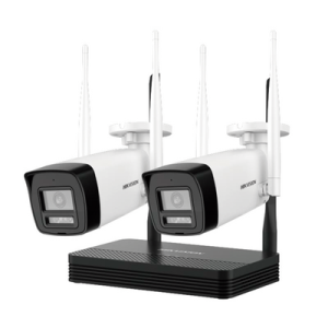 KIT 2 Cámaras Bala 4 Megapíxeles / 1 Grabadora Wi-Fi / Hasta 512 GB de Almacenamiento (No Incluye Memoria SD) / Incluye Fuente y Cable RJ45