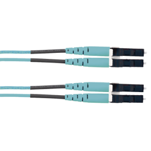 Jumper de Fibra Optica Multimodo 50/125 OM3, LC-LC Duplex, OFNR (Riser), Color Aqua, 2 Metros