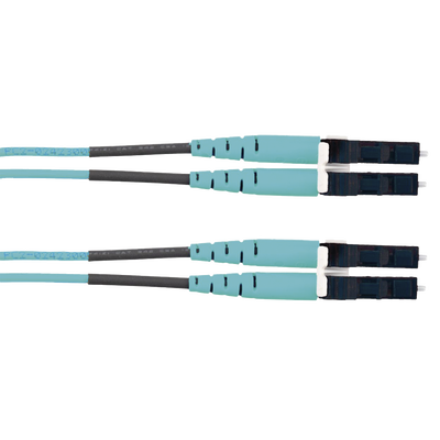 Jumper de Fibra Optica Multimodo 50/125 OM3, LC-LC Duplex, OFNR (Riser), Color Aqua, 2 Metros