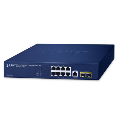 Switch Ethernet Gigabit gestionable de 8 puertos de cobre 10/100/1000BASE-T y 2 interfaces de fibra óptica SFP 100/1000BASE-X