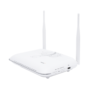 ONU GPON con 4 puertos Gigabit Ethernet + 2 POTS + 1 USB + 1 CATV (RF) + WiFi 2.4 GHz, conector SC/APC