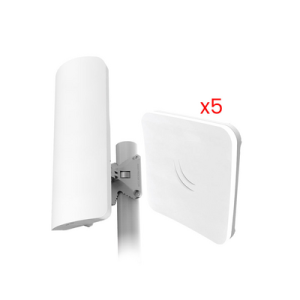 Radio enlace en 2.4GHz con Antena Sectorial Integrada de 12 dBi y 120° de Apertura + Cliente y PtP en 2.4 GHz, 802.11b/g/n con Antena Integrada de 10 dBi.