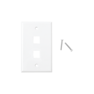 Placa de pared de 2 puertos, Keystone, Color Blanco