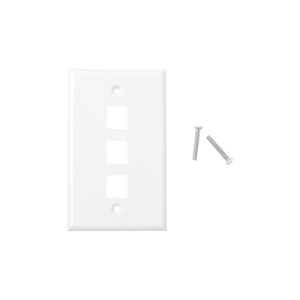Placa de pared de 3 puertos, Keystone, Color Blanco