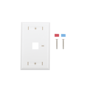 Placa de pared de 1 puerto, Keystone, con espacio para etiqueta, Color Blanco