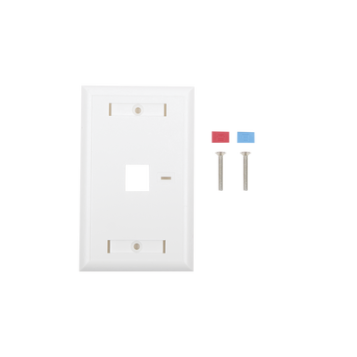 Placa de pared de 1 puerto, Keystone, con espacio para etiqueta, Color Blanco