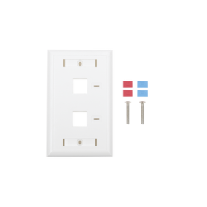 Placa de pared de 2 puertos, Keystone, con espacio para etiqueta, Color Blanco
