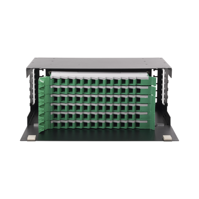 Distribuidor de Fibra Óptica con bandejas deslizables, vacío, 19in, acepta 72 adaptadores "LC Duplex" o "LC Simplex" o 72 "SC" Simplex, 4U