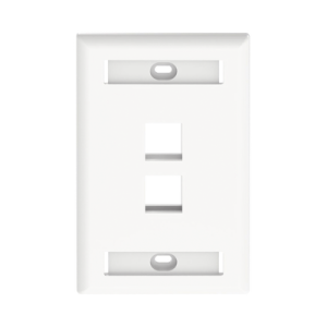 Placa de Pared Vertical, Salida Para 2 Puertos Keystone, Con Espacios Para Etiquetas, Color Blanco