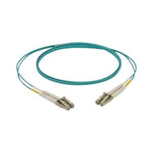 Jumper de Fibra Óptica Multimodo 50/125 OM3, LC-LC Duplex, OFNR, Color Aqua, 2 Metros