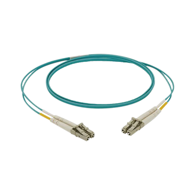Jumper de Fibra Óptica Multimodo 50/125 OM3, LC-LC Duplex, OFNR, Color Aqua, 2 Metros
