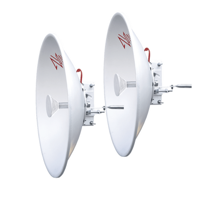 Kit de 2 Antenas Direccionales de alto rendimiento / Diámetro de 60 cm / 5.9-7.2 GHz / Ganancia 30 dBi / SLANT de 45° y 90° / Ideal para 30 km / Conector N-Hembra / Montaje y jumpers incluidos. (No incluye radomo)