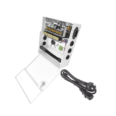 Fuente de Poder 12 Vcc 10 A / 9 Salidas / Capacidad de Batería de Respaldo / Requiere Batería / Voltaje de Entrada 96-264 Vca
