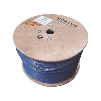 Bobina de 1000 Metros Cable Cat6+ CALIBRE 23 ALTO DESEMPEÑO, ETL,UL, con garantía de por vida, color azul, super flexible, de 1000 metros, para aplicaciones de CCTV, video HD, y redes de datos.
