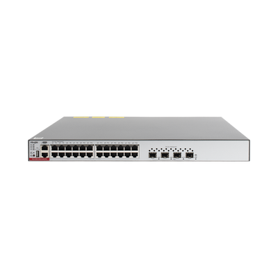 Switch Administrable Capa 3 de 24 puertos Gigabit 802.3af/at con 4 puertos SFP+ para Fibra Óptica de 10G, hasta 405 watts, gestión gratuita desde la nube.