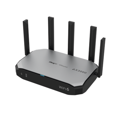 Router inalámbrico Wi-Fi 6 empresarial todo en uno, 2976 Mbps, hasta 180 usuarios, 5 puertos GE, 5 antenas externas (de 5 dBi), Incorpora Reyee Mesh
