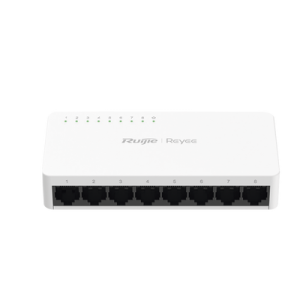 Switch non-PoE de 8 puertos 10/100/1000 Mbps no administrable, visible en Ruijie Cloud, con alta fiabilidad de red
