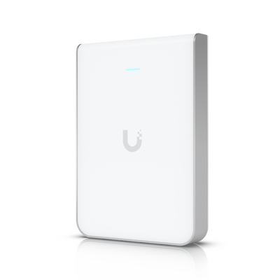 Access Point UniFi U6 In Wall/Montaje p/pared, WIFI 6 2.4 Y 5 Ghz, hasta 5.3 Gbps, 1 pto PoE In, 4 ptos secundarios (1 PoE Out)