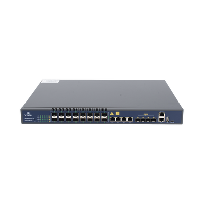 OLT de 16 puertos GPON con 8 puertos Uplink (4 puertos Gigabit Ethernet + 4 puertos SFP / puertos SFP+), hasta 2,048 ONUs
