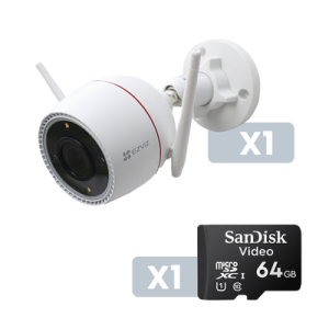 Kit Bala WiFi + Memoria / 4 Megapixel / Detección Humana / Micrófono Integrado / Incluye Micro SD 64GB SANDISK VIDEO / Excelente Visión Nocturna / Exterior