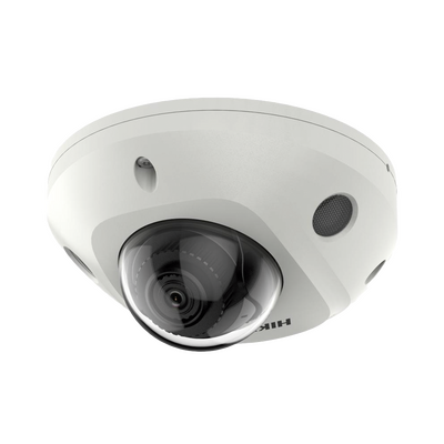 Mini Domo IP 2 Megapixel / Lente 2.8 mm / 15 mts IR EXIR /Exterior IP66 / IK08 / PoE / Entrada y salida de Audio y Alarmas / H.265+ / Videoanaliticos Integrados / Onvif / MicroSD