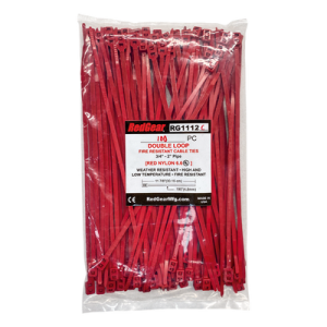 Amarre Universal RedGear de Doble Bucle para Sujetar Cable de Detección Lineal de Calor (LHD) / Útil para Montar sobre Tubería de Aspersor de 3/4" a 2" / Resistente al Fuego / Paquete con 100 piezas