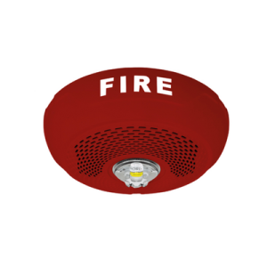 Bocina con Lámpara LED Estroboscópica / 4 Hilos / Montaje en Techo / 15 Hasta 117 Candelas / 1/4, 1/2, 1 y 2 W / Tamper Integrado / Texto en Inglés / Color Rojo