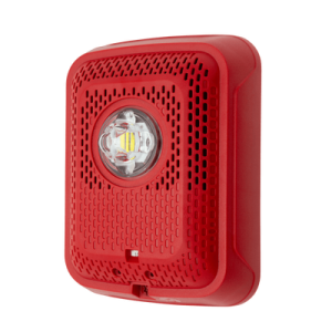 Bocina con Lámpara Estroboscópica, Montaje en Pared, Color Rojo, Nuevo Diseño Moderno y Elegante y Menor Consumo de Corriente
