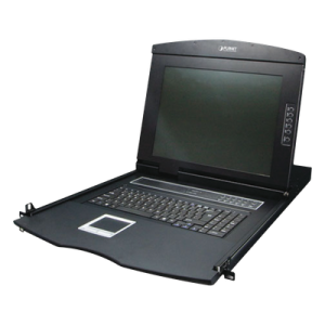 Switch KVM con Monitor de 17"con Teclado y Trackpad para Rack de 1U de Cuatro Postes, 8 Puertos VGA Para Acceder y Controlar Hasta 8 Computadoras Desde una Sola Consola