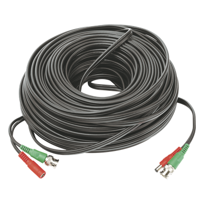 Cable Coaxial Armado con Conector BNC (Video) y Alimentación / Longitud de 40 mts / Optimizado para Cámaras 4K / Uso en Interior