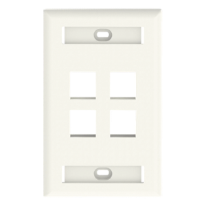 Placa de Pared Vertical, Salida Para 4 Puertos Keystone, Con Espacios Para Etiquetas, Color Banco Mate